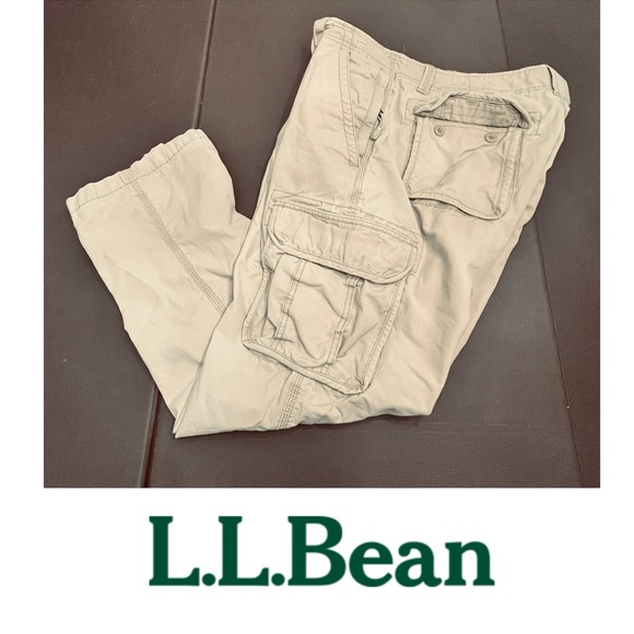 L.L. Bean Pants Allagash Cargo Baggy Utility Men’s 38x30 Chino 8 Pockets - Picture 1 of 11